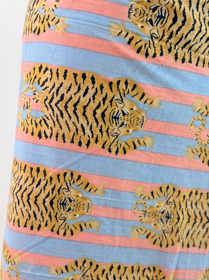 Blue Pink Stripes Tiger Tibetan Sarong - Beach Cover
