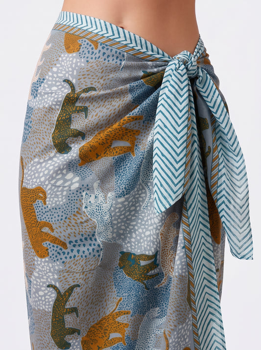 Tropical Grey Charm Sarong - Beach Cover
