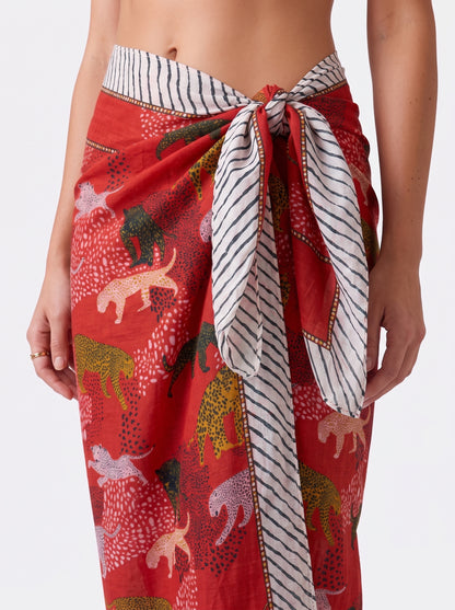 Tropical Red Sarong - Beach Cover