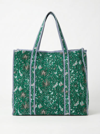 Luxe Green Emerald Bloom – Wander Tote Bag 18X18