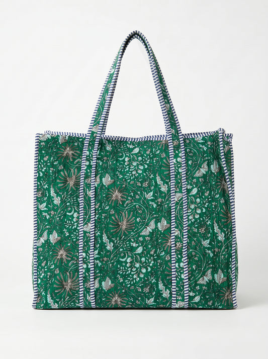 Luxe Green Emerald Bloom – Wander Tote Bag 18X18