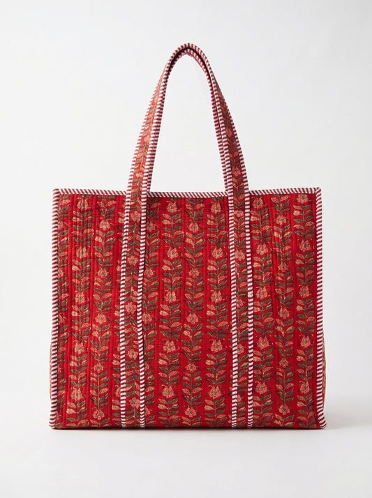 Scarlet Red Bloom – Wander Tote Bag 18X18