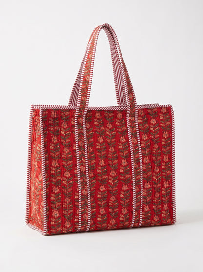 Scarlet Red Bloom – Wander Tote Bag 18X18
