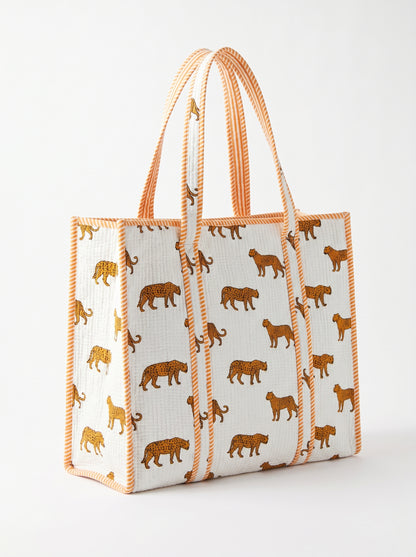 White Mini Tiger – Wander Tote Bag 18X18