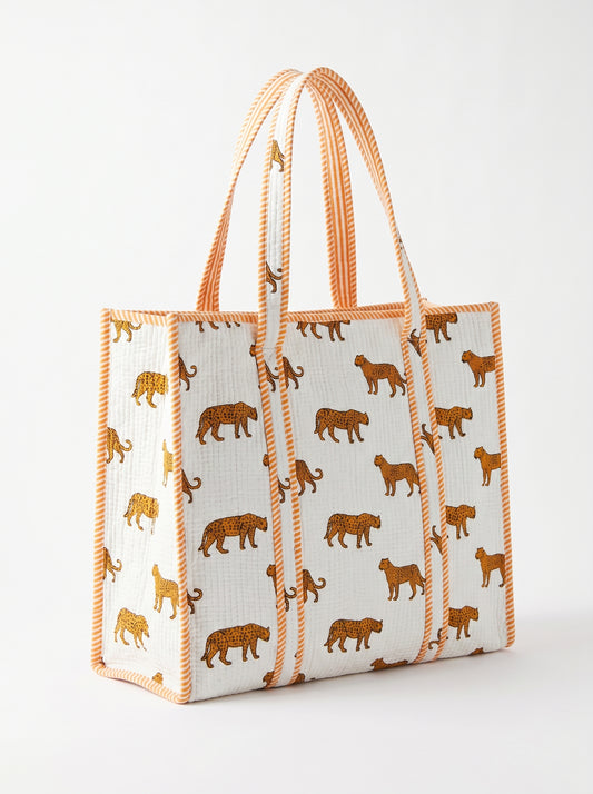 White Mini Tiger – Wander Tote Bag 18X18