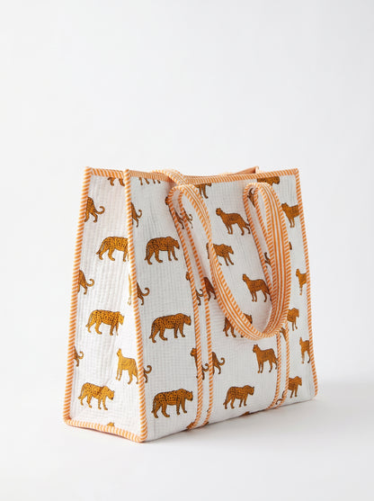 White Mini Tiger – Wander Tote Bag 18X18