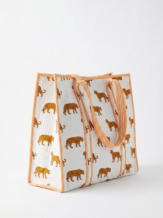 White Mini Tiger – Wander Tote Bag 18X18