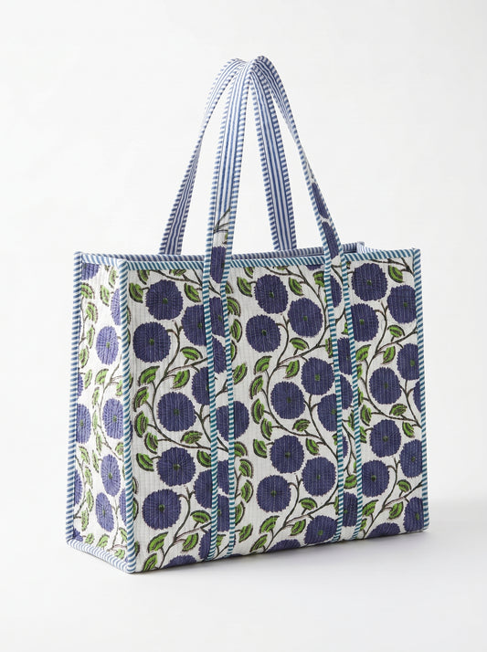 Indigo Blue Bloom 105 – Wander Tote Bag 18X18