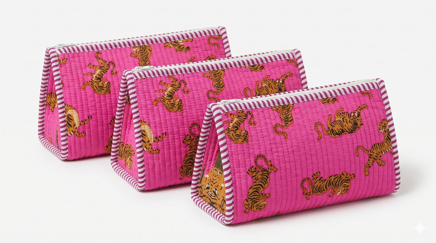 Mini Pink Tiger Pyramid – Utility Pouch Pack of 3