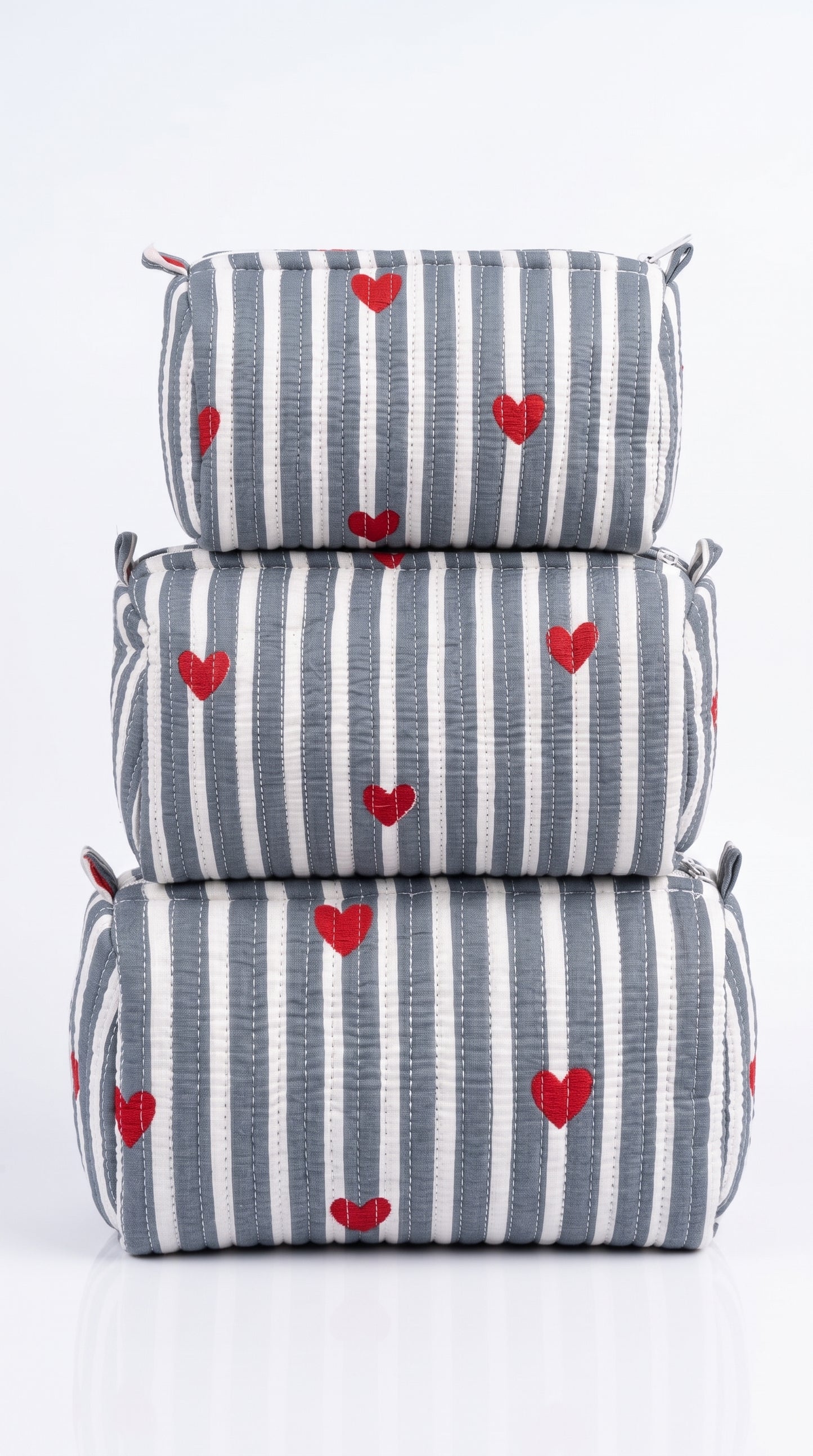 Grey Heart - Utility Pouch Pack of 3