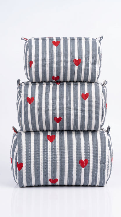 Grey Heart - Utility Pouch Pack of 3