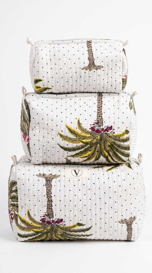 White Palm Tree - Utility Pouch Pack of 3