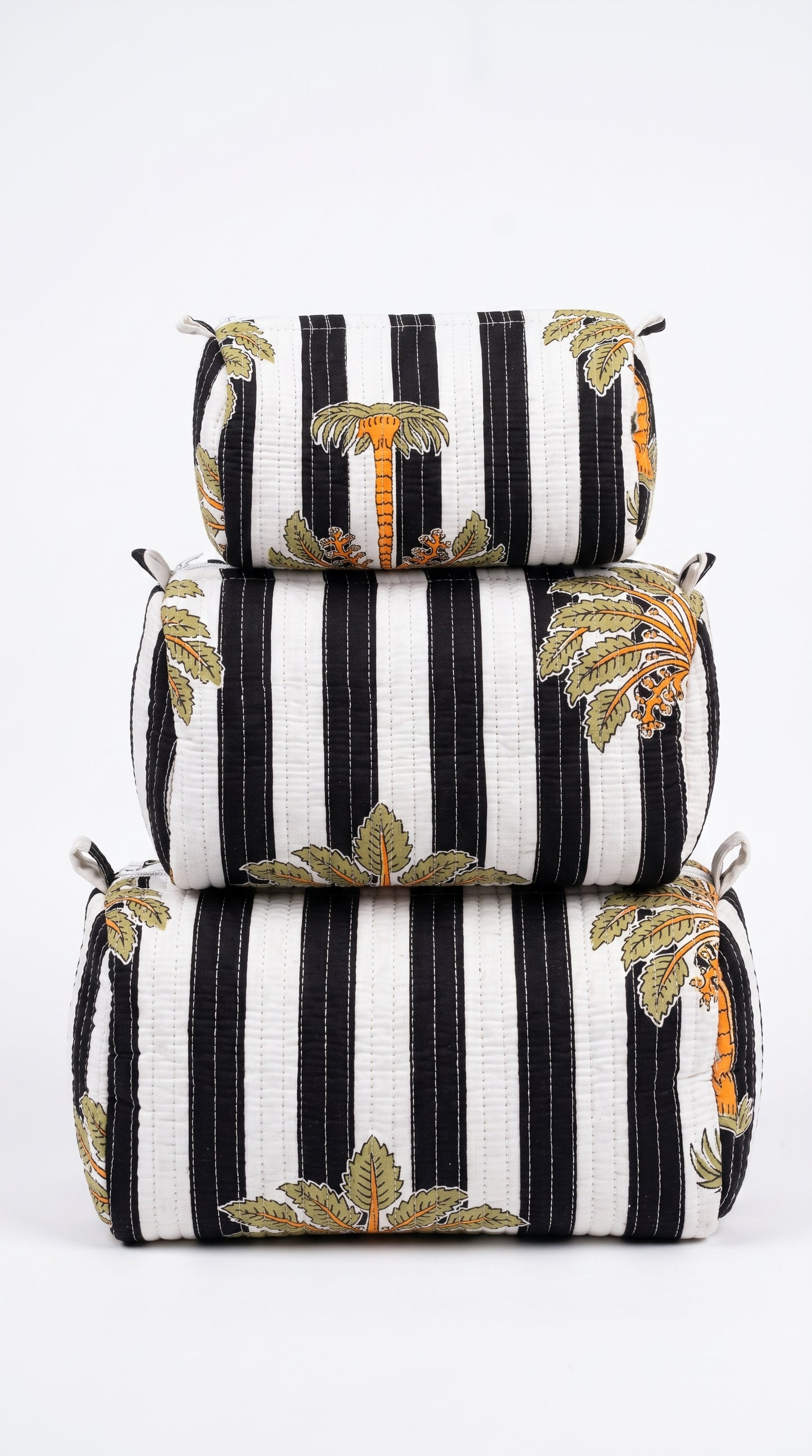 Midnight Black Palms -  Tote & 3 Pouch Set 19X15