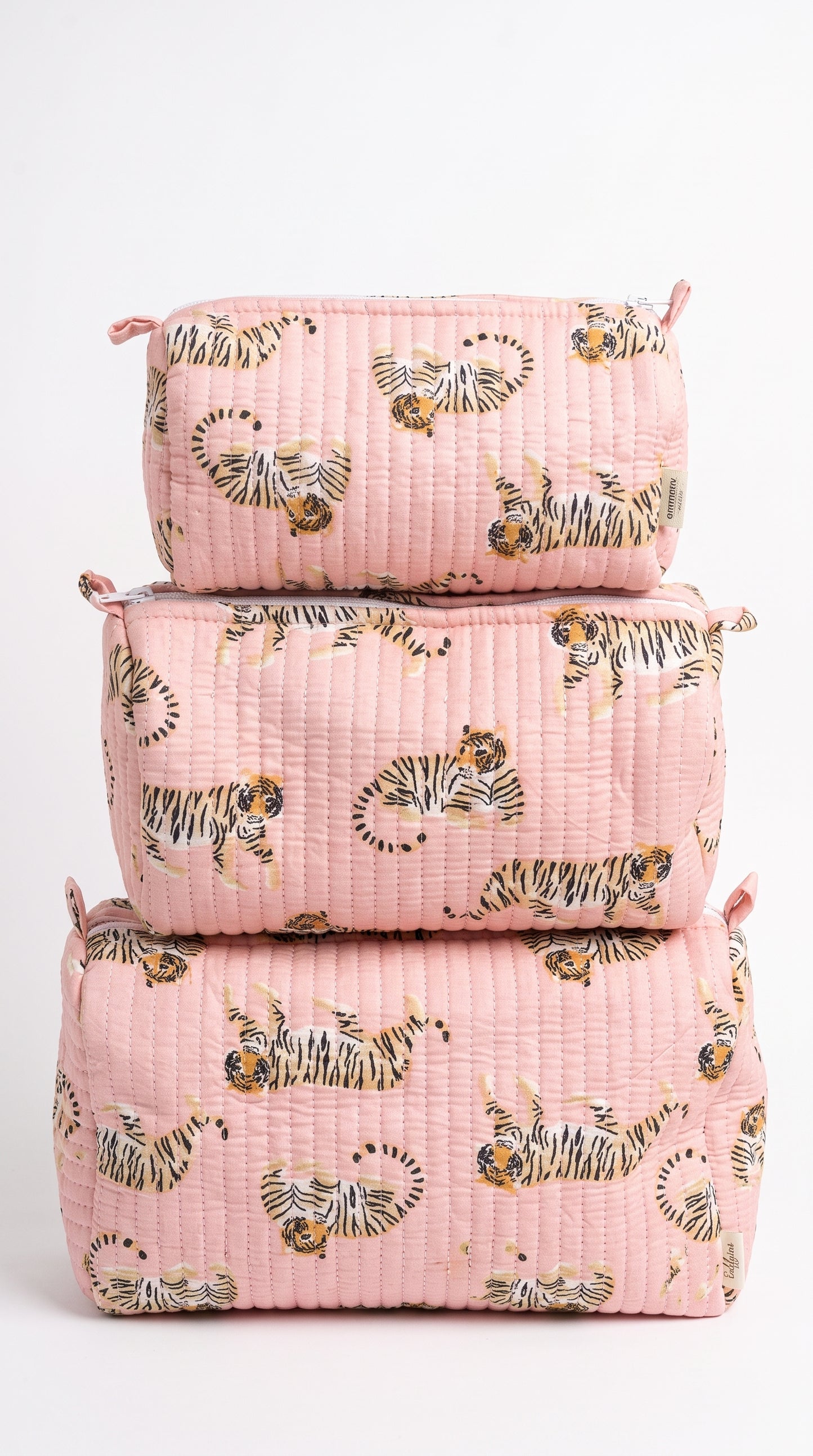 Mini Pink Tiger Riot -  Tote & 3 Pouch Set 19X15