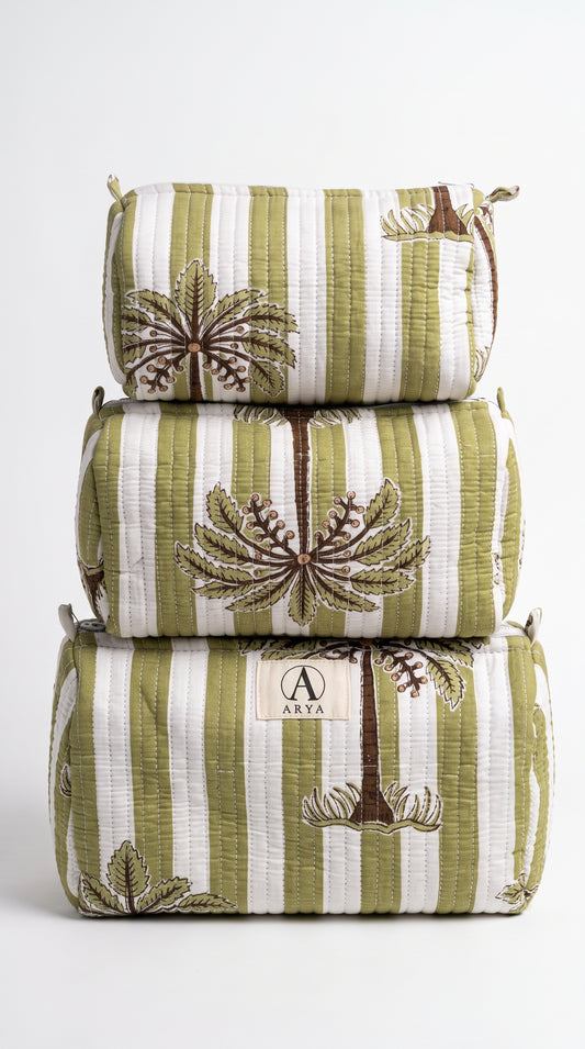Midnight Beach Green Palms - Utility Pouch Pack of 3