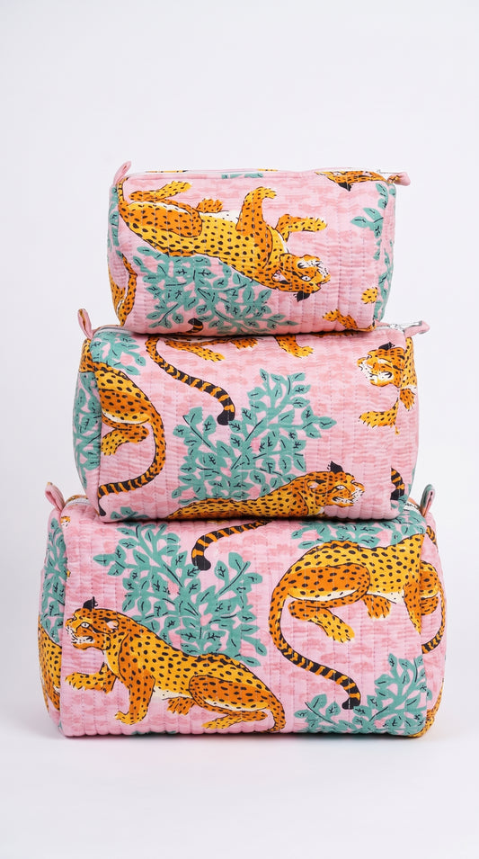 Pink & Blue Leopard - Utility Pouch Pack of 3