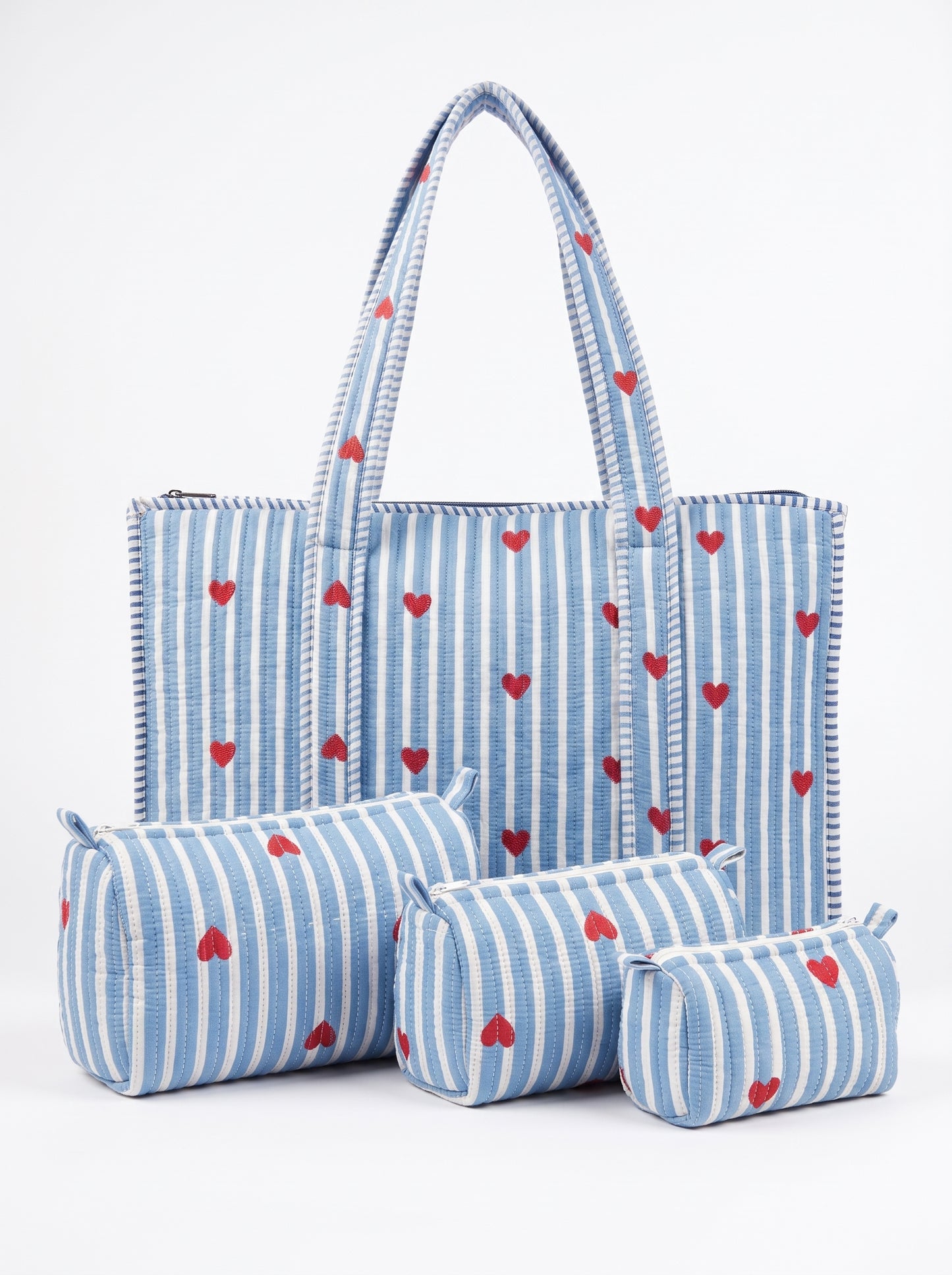 Blueberry Heart - Tote & 3 Pouch Set 19X15