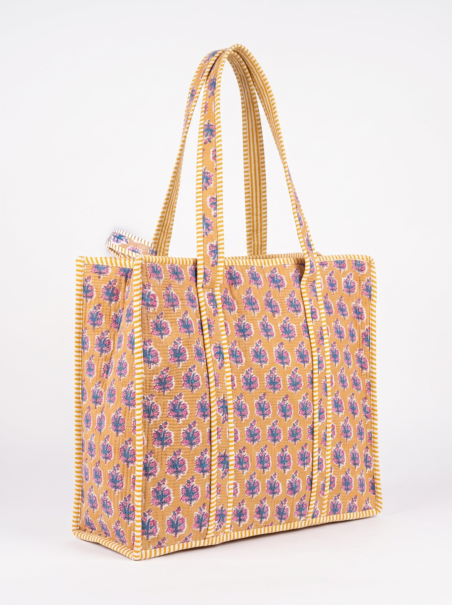Cute Yellow Mini Pink Floral – Wander Tote Bag 18x18
