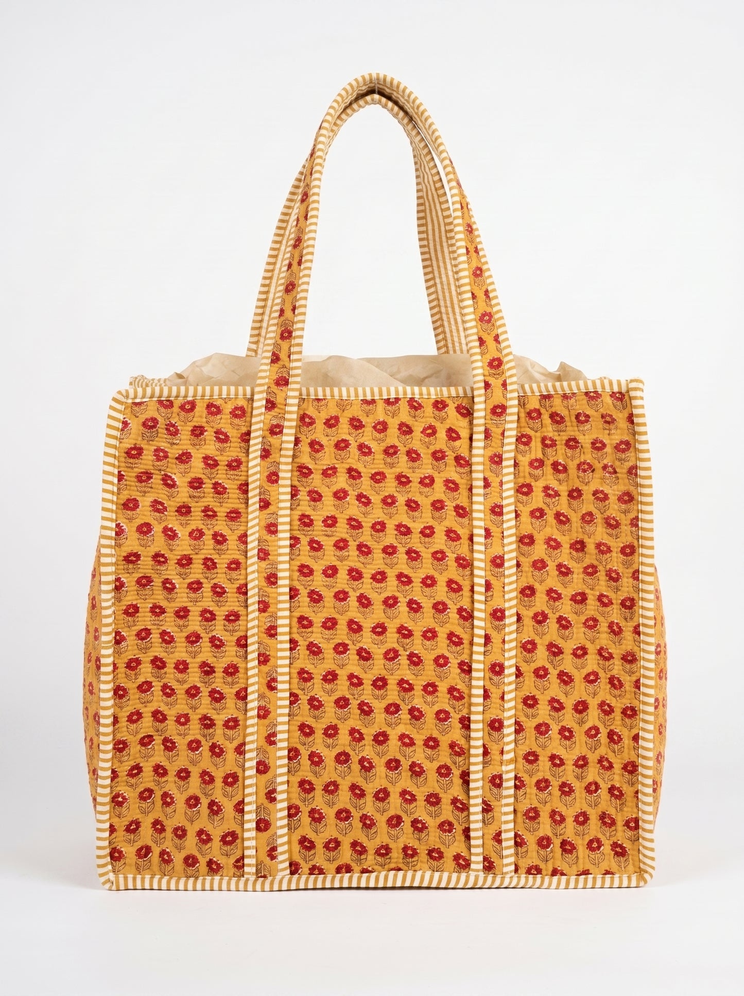 Cute Yellow Mini Red Floral – Wander Tote Bag 18x18