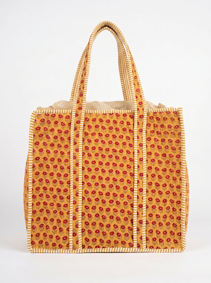 Cute Yellow Mini Red Floral – Wander Tote Bag 18x18