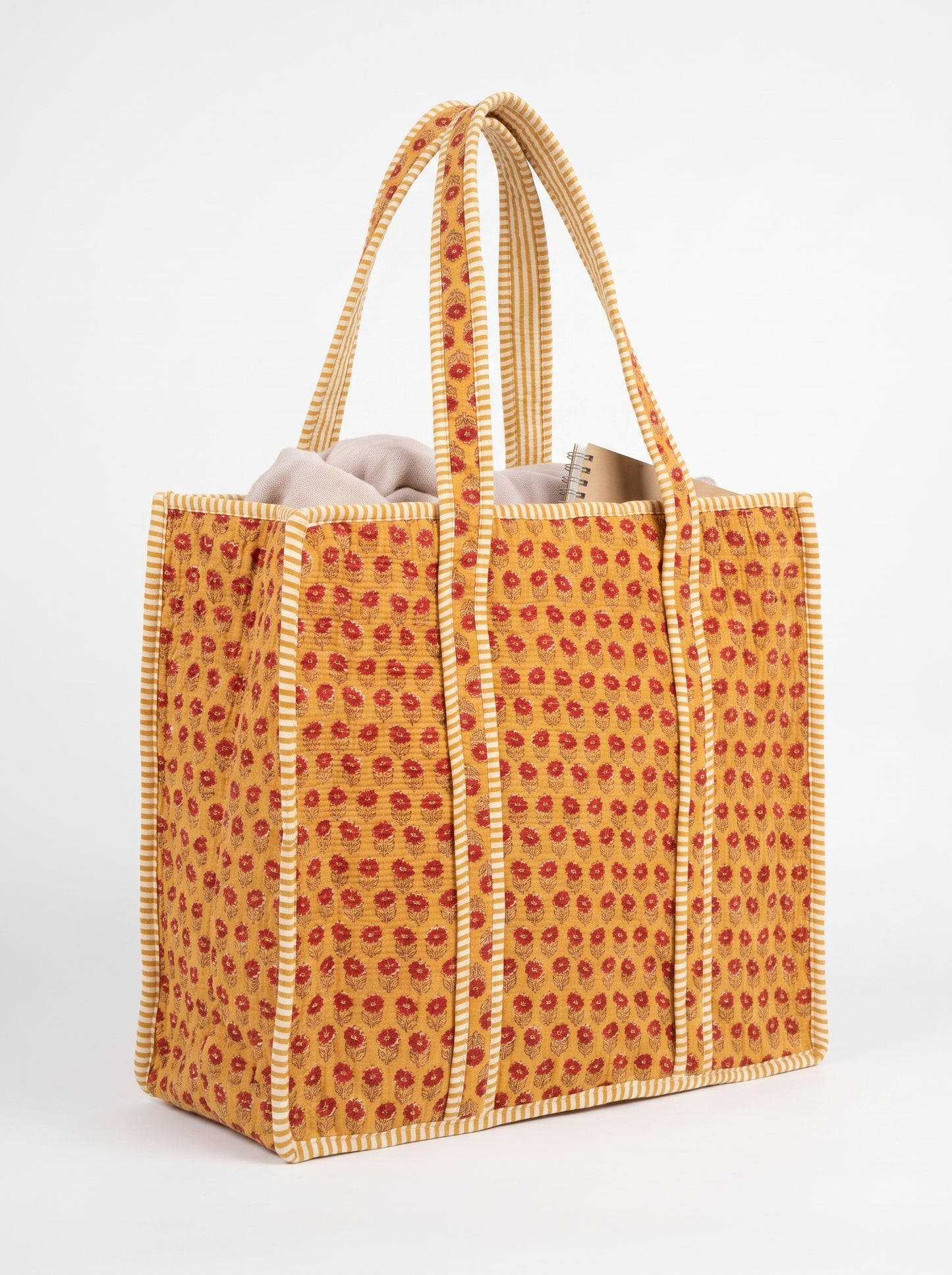 Cute Yellow Mini Red Floral – Wander Tote Bag 18x18