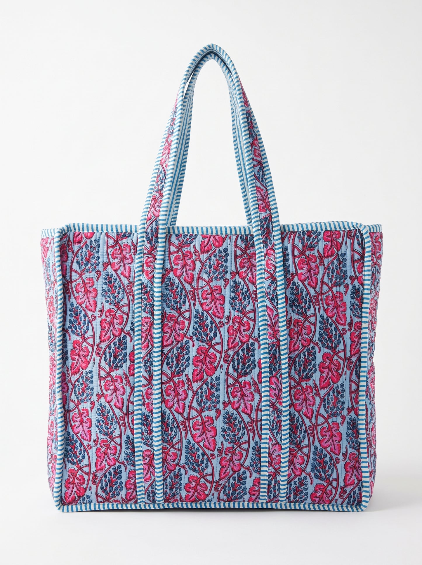 Blue Pink floral Vinery  – Wander Tote Bag 18x18