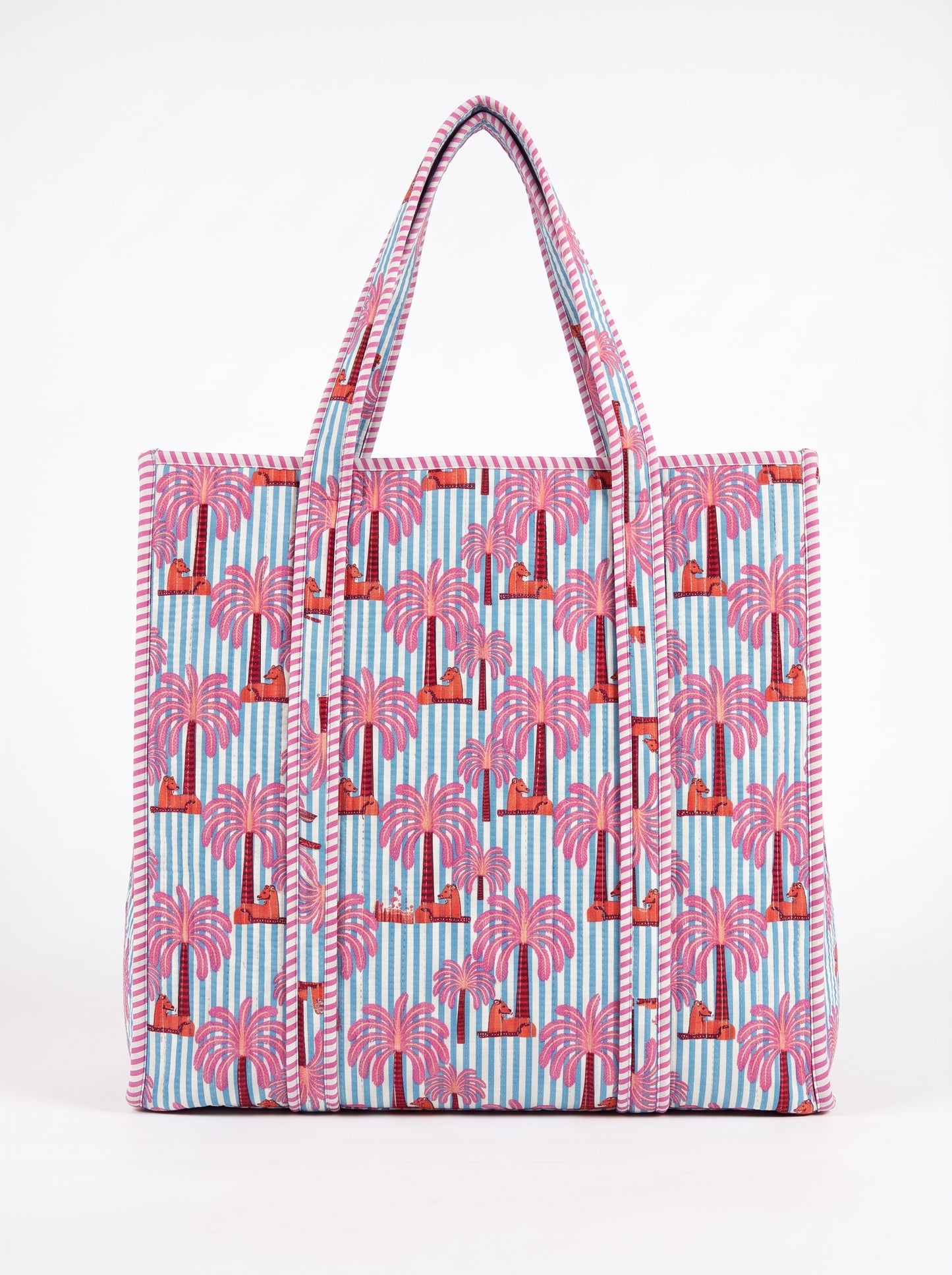 Pink Palm Tree Stripes – Wander Tote Bag 18x18