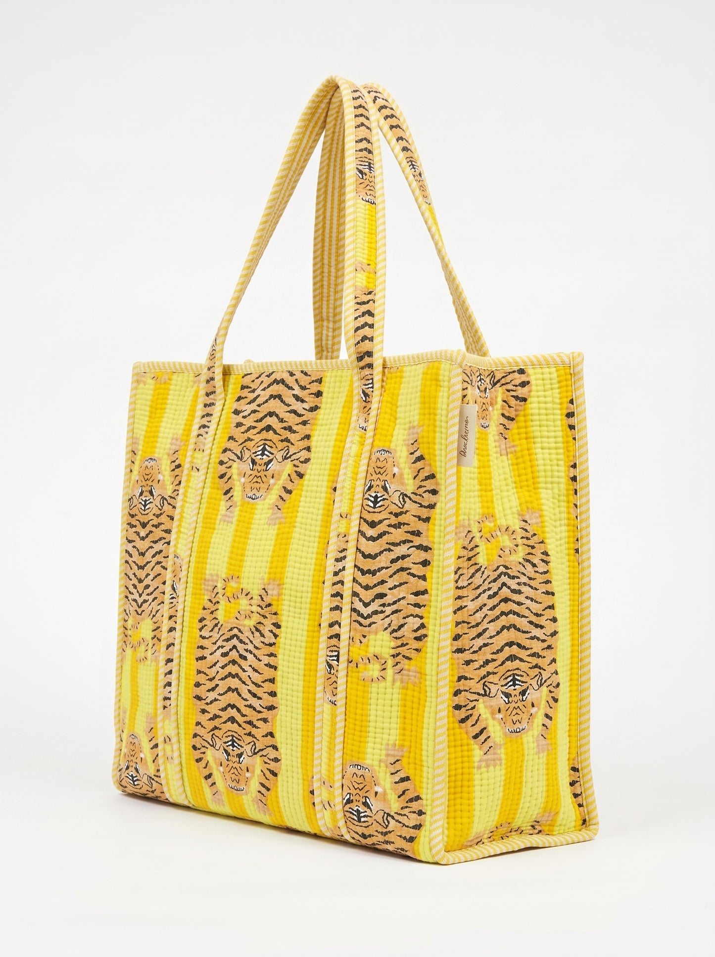 Yellow Stripes Tiger Tibetan  – Wander Tote Bag 18x18