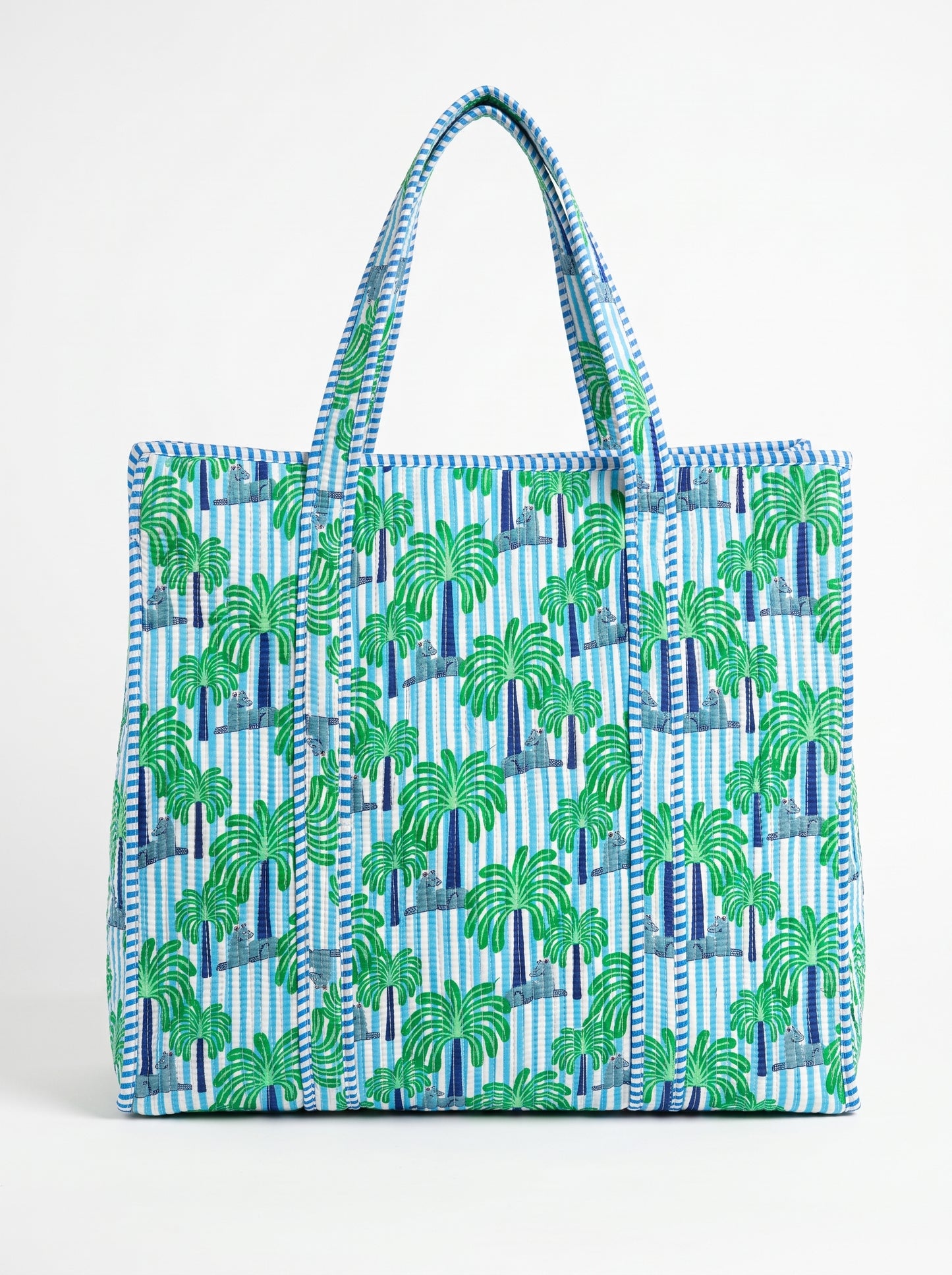 Mint Palm Tree Stripes – Wander Tote Bag 18x18
