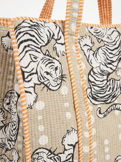 Playful Beige Tiger – Wander Tote Bag 18x18