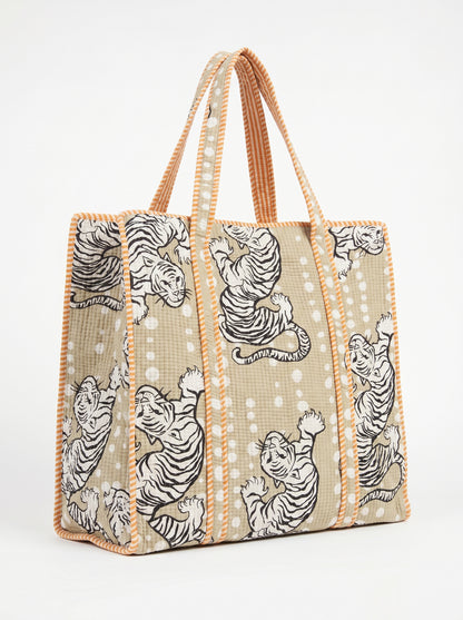 Playful Beige Tiger – Wander Tote Bag 18x18