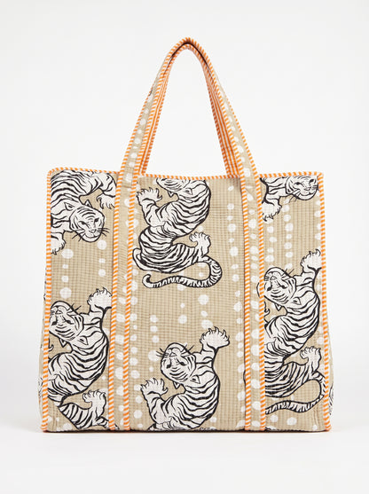 Playful Beige Tiger – Wander Tote Bag 18x18