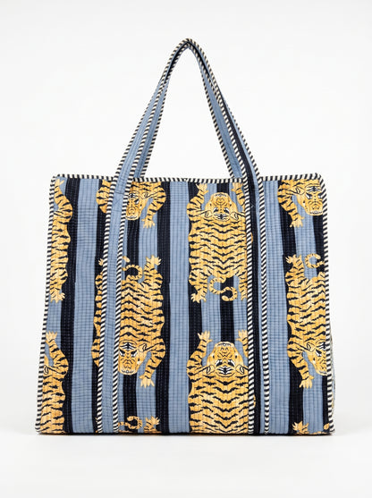 Black Stripes Tiger Tibetan  – Wander Tote Bag 18x18