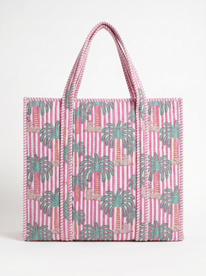Green Palm Tree Stripes – Wander Tote Bag 18x18