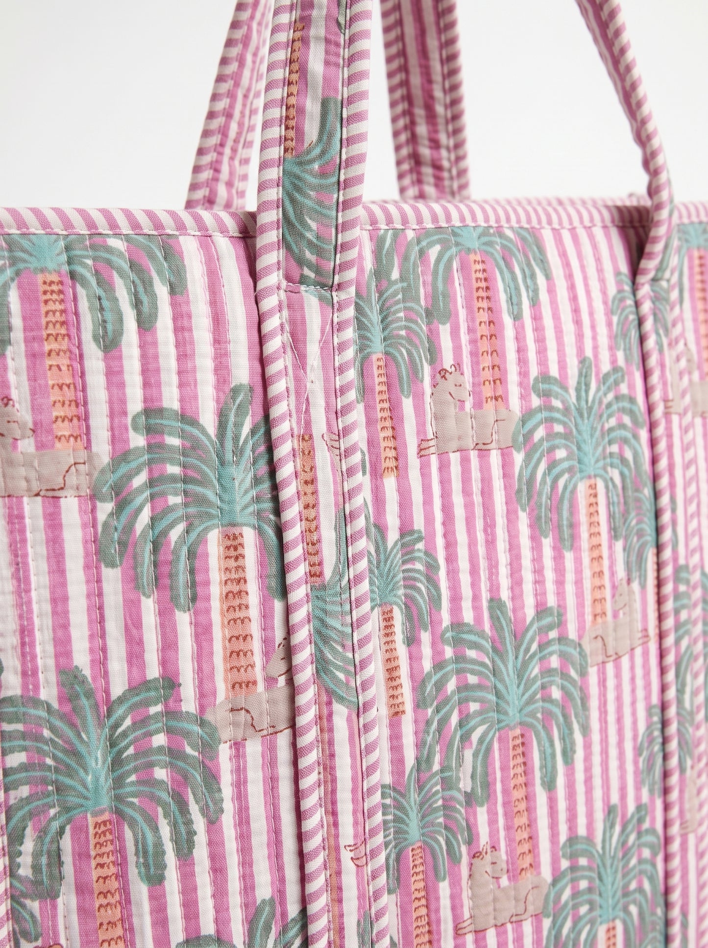 Green Palm Tree Stripes – Wander Tote Bag 18x18