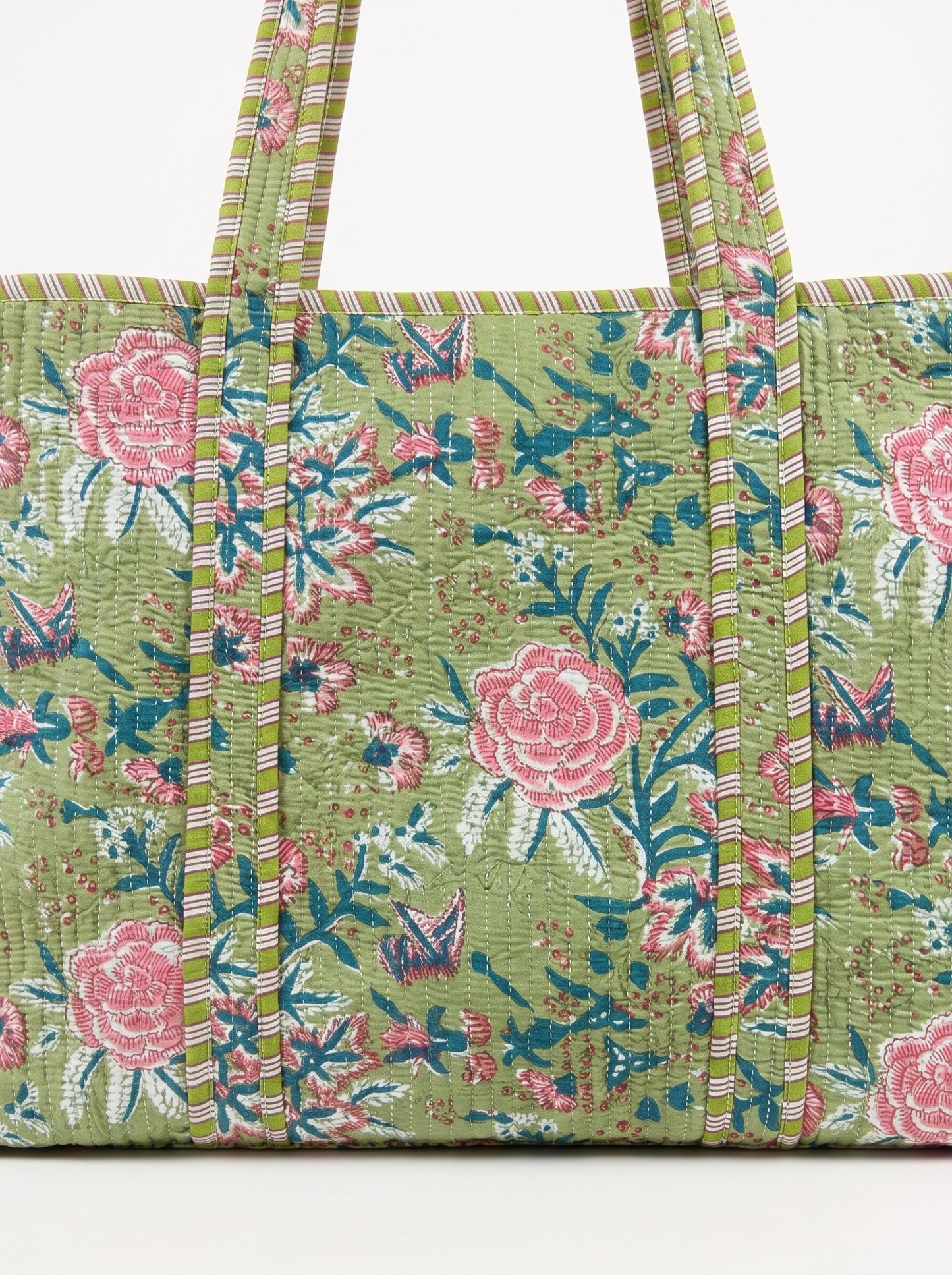 Green Pink Blossom - Tote Bag 19X15