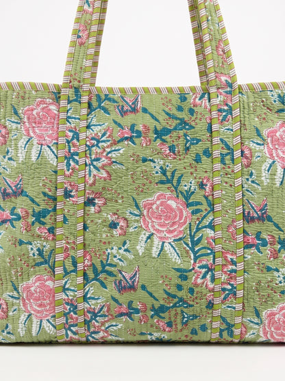 Green Pink Blossom - Tote Bag 19X15