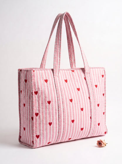 Pink Heart Riot - Tote & 3 Pouch Set 19X15
