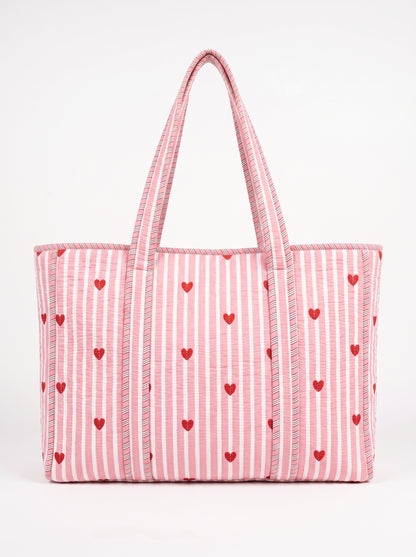 Pink Heart Riot - Tote & 3 Pouch Set 19X15