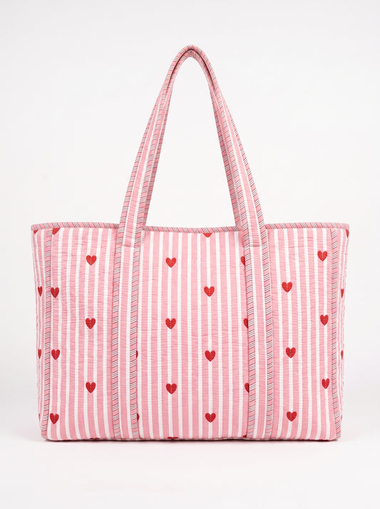 Pink Heart Riot - Tote & 3 Pouch Set 19X15