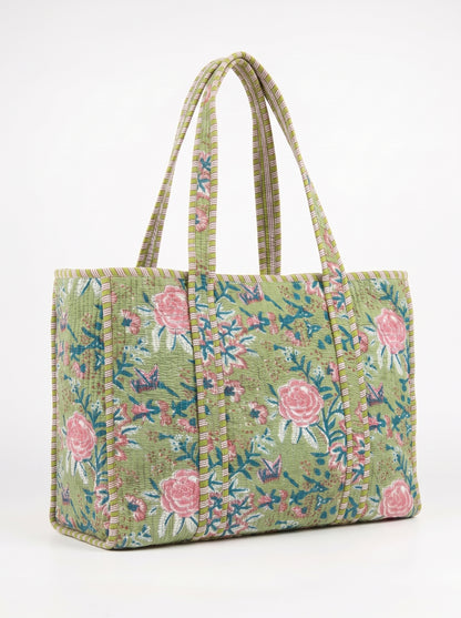 Green Pink Blossom - Tote Bag 19X15