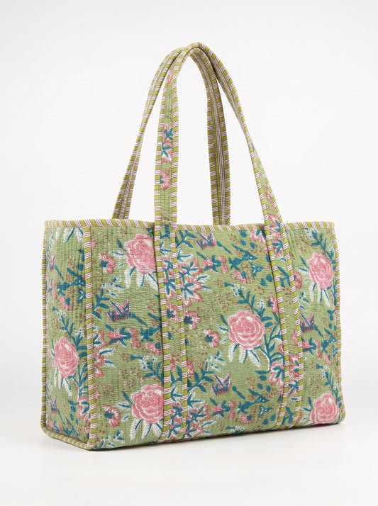 Green Pink Blossom - Tote Bag 19X15