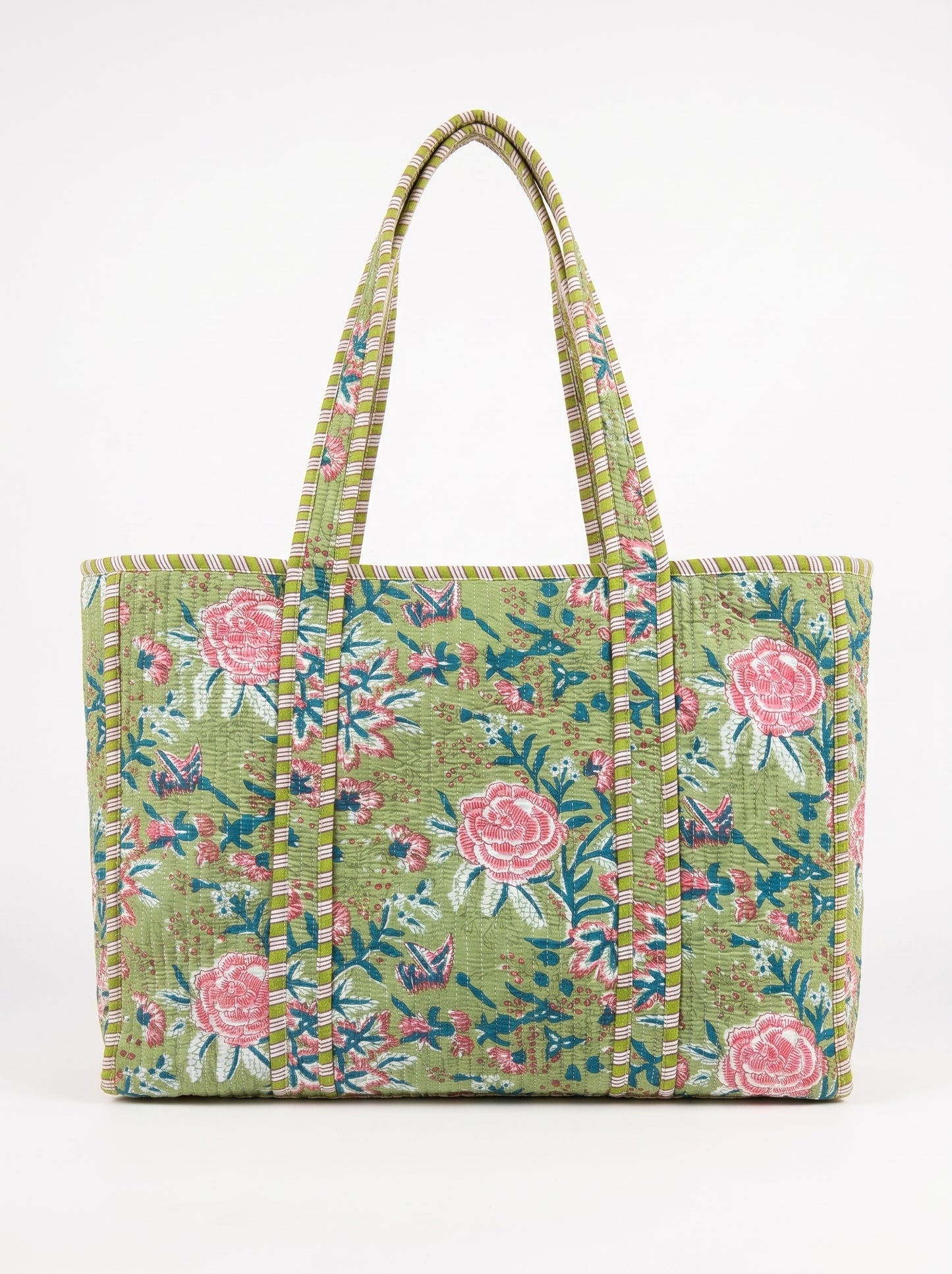 Green Pink Blossom - Tote Bag 19X15