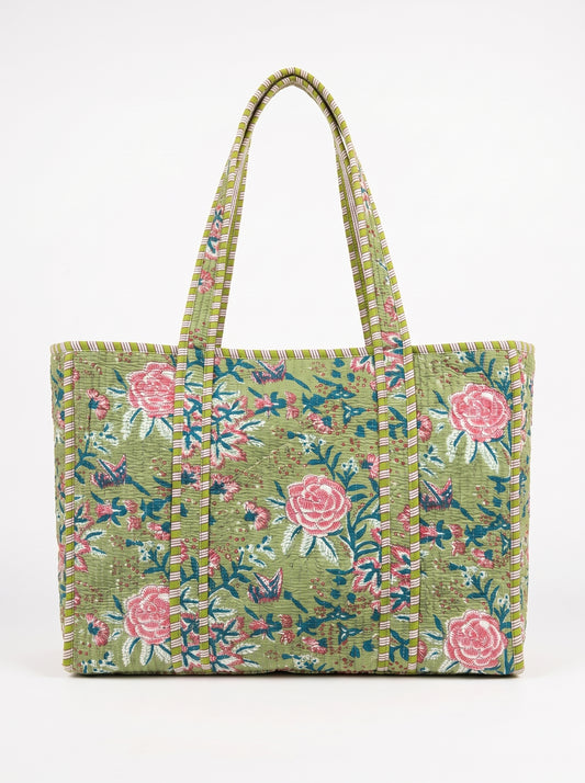 Green Pink Blossom - Tote Bag 19X15