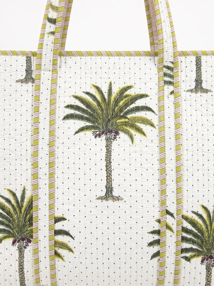 White Palm Tree - Tote & 3 Pouch Set 19X15