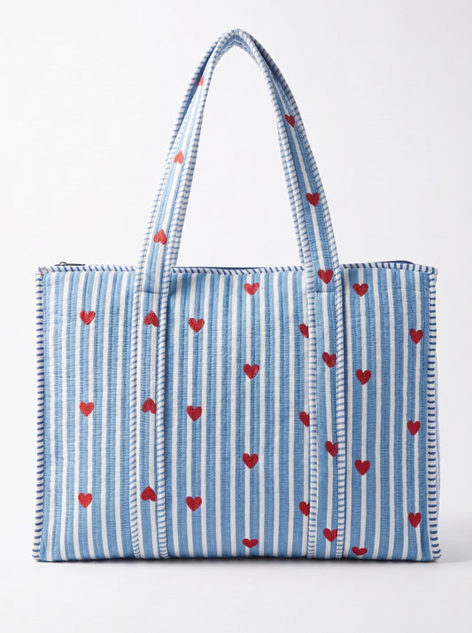 Blueberry Heart - Tote & 3 Pouch Set 19X15