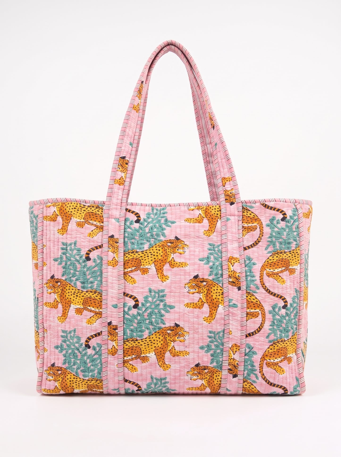 Pink & Blue Leopard - Tote & 3 Pouch Set 19X15