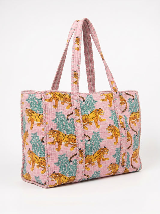 Pink & Blue Leopard - Tote Bag 19X15