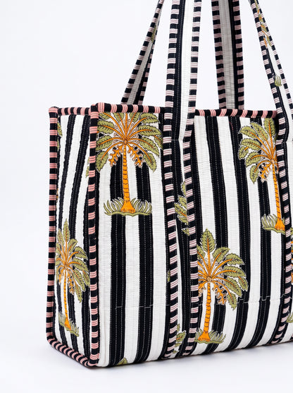 Midnight Black Palms -  Tote Bag 19X15
