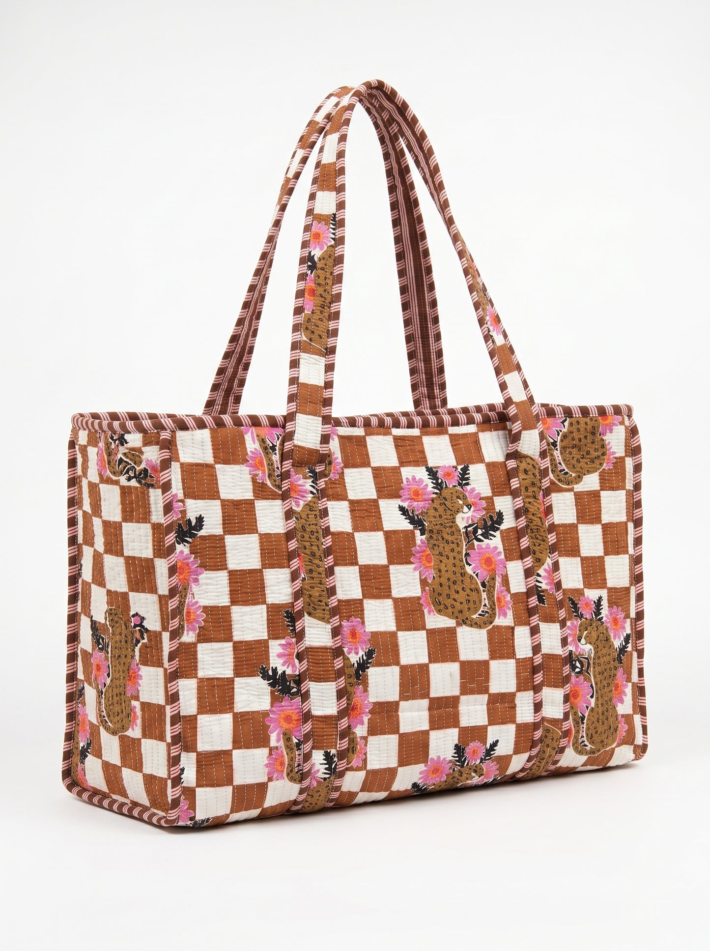 Brown Checkmate Princess Tiger - Tote & 3 Pouch Set 19X15